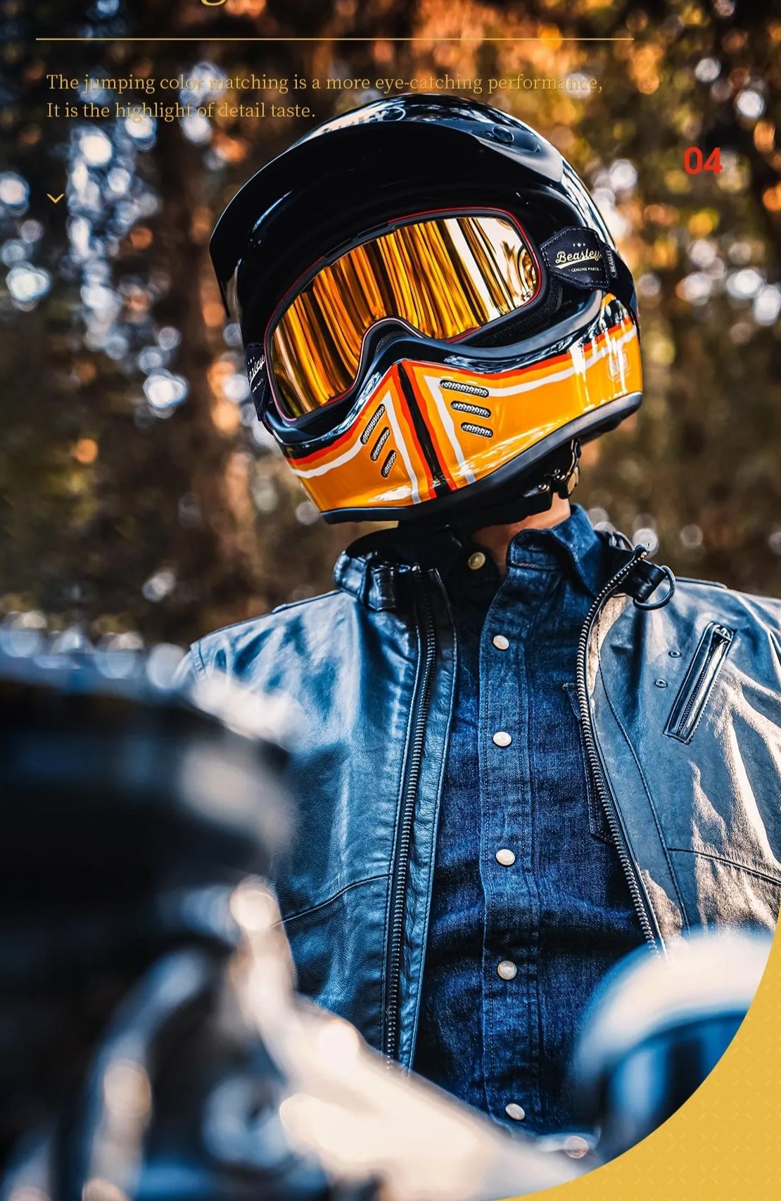 Black, Gold and White Lightning Beasley Open-Face Motorcycle Helmet is brought to you by KingsMotorcycleFairings.com