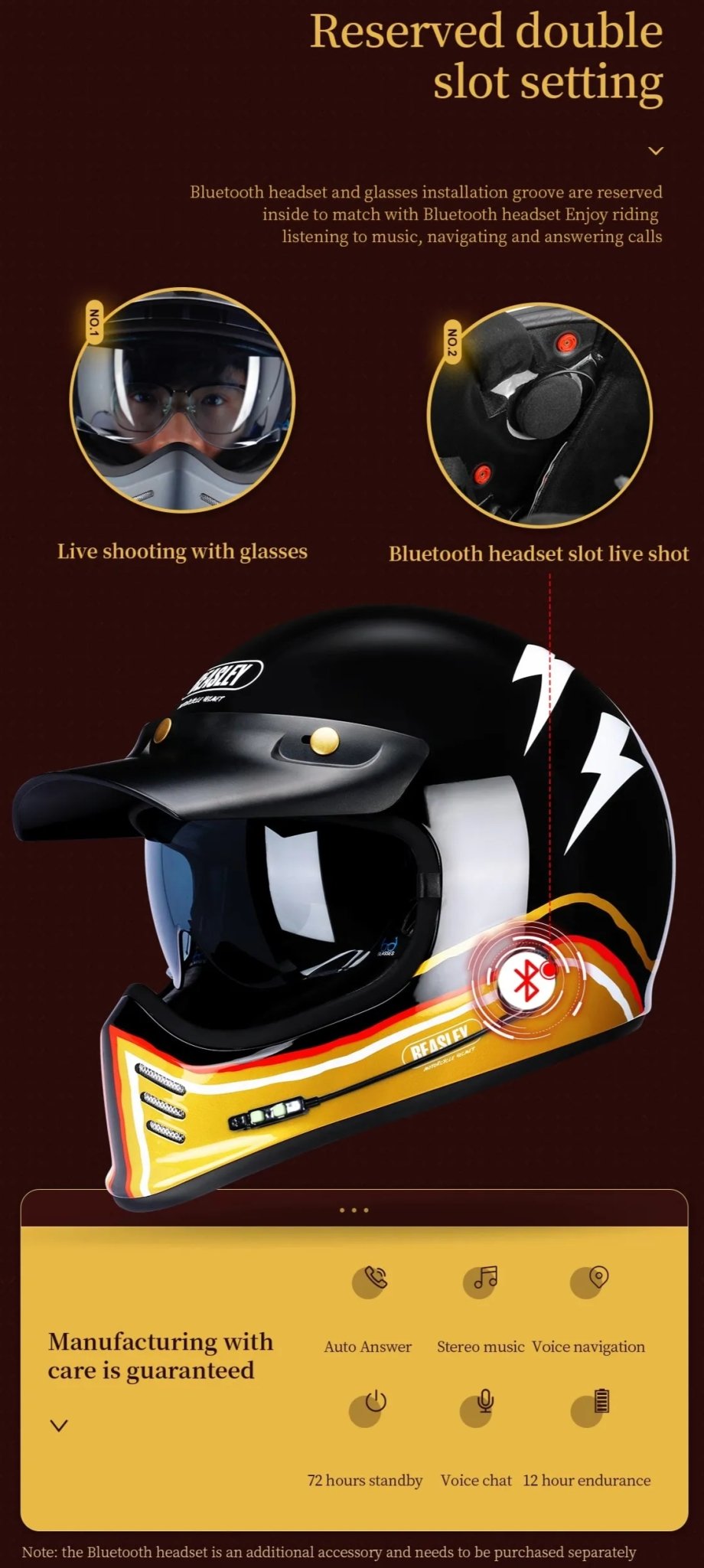 Black, Gold and White Lightning Beasley Open-Face Motorcycle Helmet is brought to you by KingsMotorcycleFairings.com