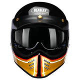 Black, Gold and White Lightning Beasley Open-Face Motorcycle Helmet is brought to you by KingsMotorcycleFairings.com