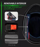 The Black and Green Warrior 999 HNJ Full-Face Motorcycle Helmet with Horns & Braids by Kings Motorcycle Fairings.