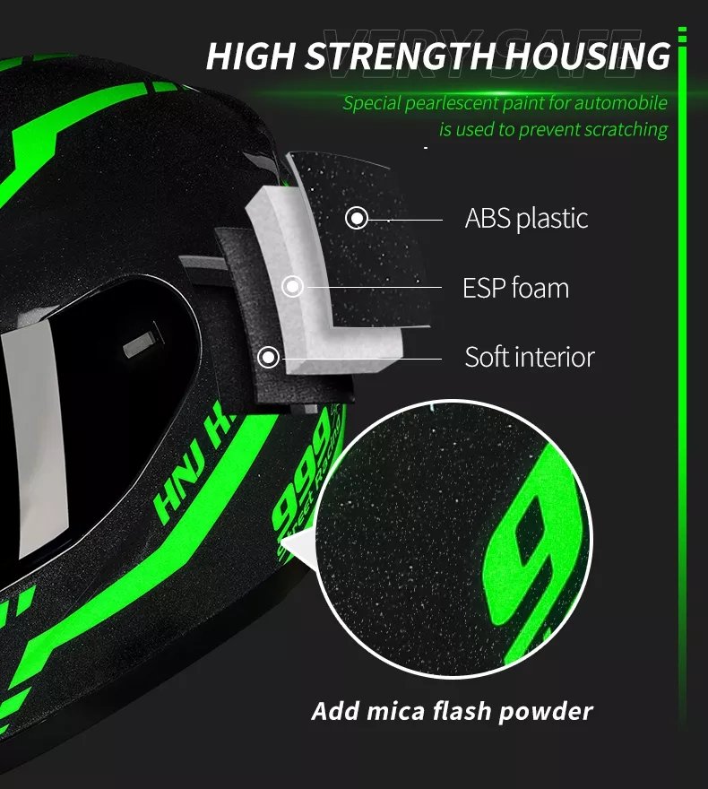 Motorcycle Helmet Black & Green Warrior 999 Motorcycle Helmet Black & Green Warrior 999