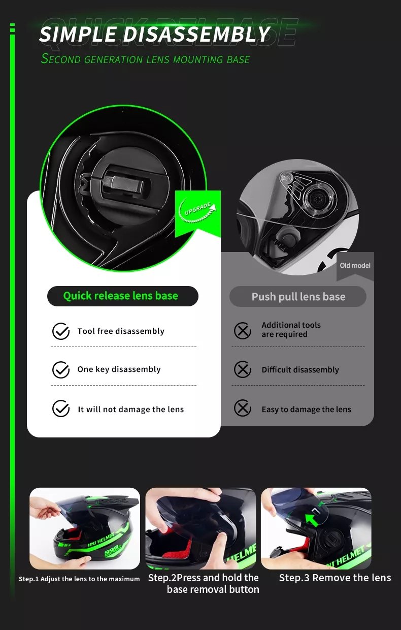 The Black and Green Warrior 999 HNJ Full-Face Motorcycle Helmet is brought to you by Kings Motorcycle Fairings