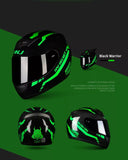 The Black and Green Warrior 999 HNJ Full-Face Motorcycle Helmet is brought to you by Kings Motorcycle Fairings