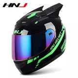 The Black and Green Warrior 999 HNJ Full-Face Motorcycle Helmet with Horns is brought to you by Kings Motorcycle Fairings.