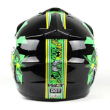 Black, Green & Yellow BOOM Dirt Bike Motorcycle Helmet is brought to you by KingsMotorcycleFairings.com