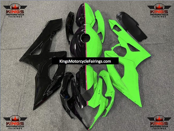 Black, Green and Pink Split Fairing Kit for a 2005 & 2006 Suzuki GSX-R1000 motorcycle