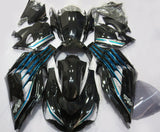 Black, Light Blue and Silver Fairing Kit for a 2012, 2013, 2014, 2015, 2016, 2017, 2018, 2019, 2020 & 2021 Kawasaki Ninja ZX-14R motorcycle