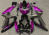 Black, Magenta Purple and Gray Fairing Kit for a 2008, 2009, & 2010 Suzuki GSX-R600 motorcycle