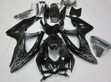 Black, Matte Black and Silver Tribal Fairing Kit for a 2008, 2009, & 2010 Suzuki GSX-R600 motorcycle