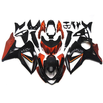Black, Orange and Silver Fairing Kit for a 2009, 2010, 2011, 2012, 2013, 2014, 2015 & 2016 Suzuki GSX-R1000 motorcycle