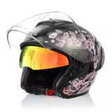 Black & Pink Flower RO5 Motorcycle Helmet at KingsMotorcycleFairings.com