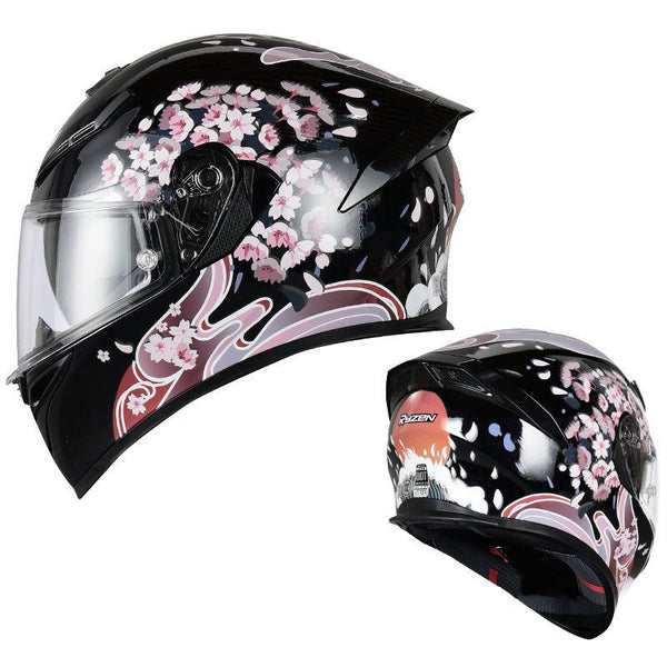 Black & Pink Flower Ryzen Motorcycle Helmet at KingsMotorcycleFairings.com