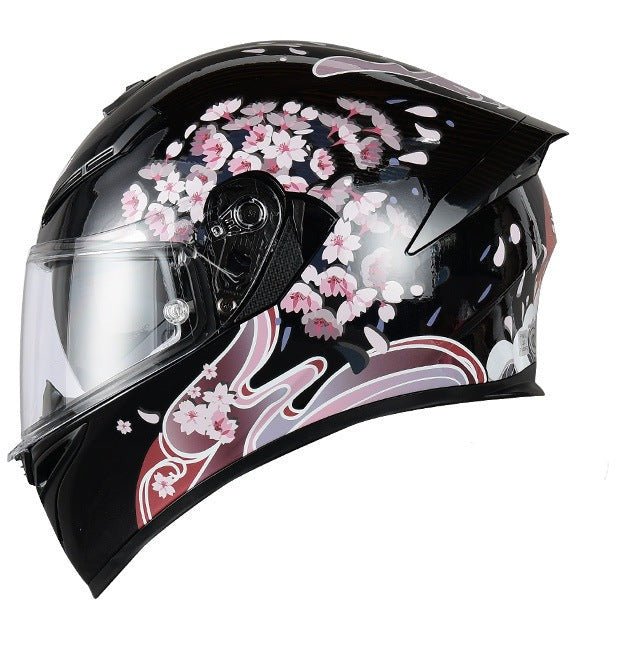 fowlers motorcycle helmets Black & Pink Flower Motorcycle Helmet