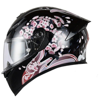 flower motorcycle helmet Black & Pink Flower Motorcycle Helmet
