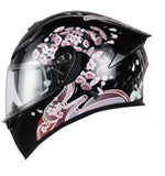 Black & Pink Flower Ryzen Motorcycle Helmet at KingsMotorcycleFairings.com