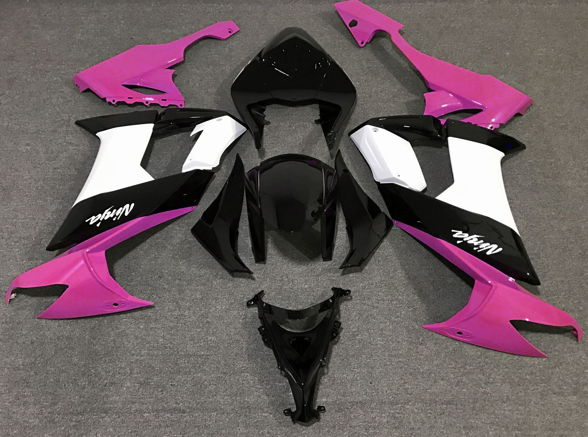 Black, Pink and White Fairing Kit for a 2008, 2009 & 2010 Kawasaki Ninja ZX-10R motorcycle