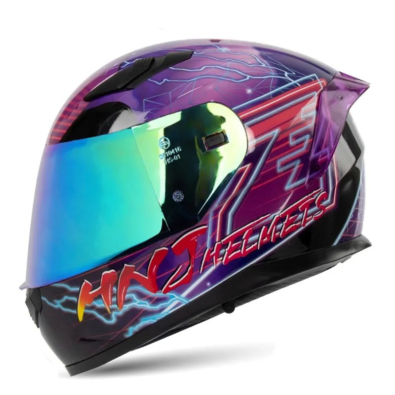 black and purple motorcycle helmet Motorcycle Helmet Black & Purple Lightning with Black Visor