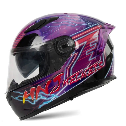 Black and Purple Lightning HNJ Full-Face Motorcycle Helmet is brought to you by KingsMotorcycleFairings.com