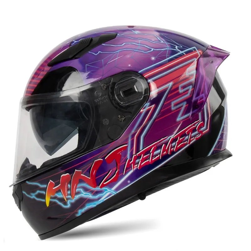 full face purple motorcycle helmet Motorcycle Helmet Black & Purple Lightning with Black Visor
