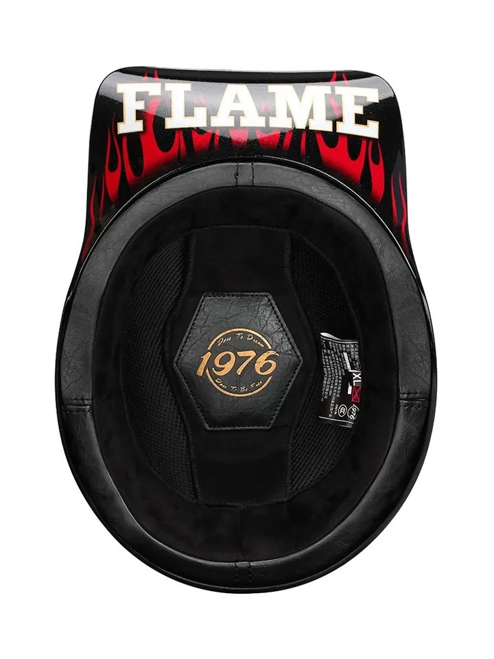 Black & Red Flame Vintage Baseball Cap Motorcycle Helmet