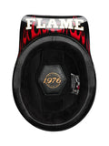 Black and Red Flame Vintage Baseball Cap Motorcycle Helmet is brought to you by KingsMotorcycleFairings.com