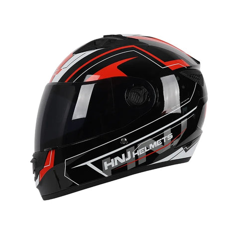 The Black and Red HNJ Full-Face Motorcycle Helmet is brought to you by KingsMotorcycleFairings.com