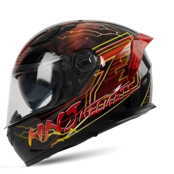 Black and Red Lightning HNJ Full-Face Motorcycle Helmet is brought to you by KingsMotorcycleFairings.com