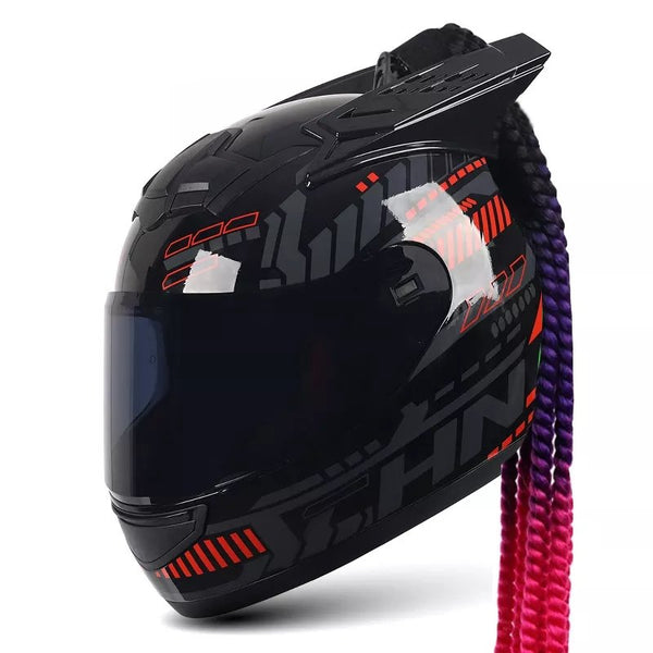 The Black and Red Pulse HNJ Full-Face Motorcycle Helmet with Horns & Braids is brought to you by Kings Motorcycle Fairings.