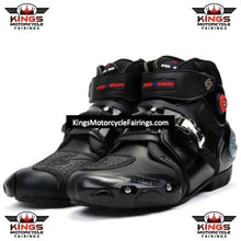 Black & Red Speed Leather Motorcycle Short Boots at KingsMotorcycleFairings.com