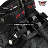 Black & Red Speed Leather Motorcycle Short Boots at KingsMotorcycleFairings.com