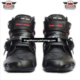 Black & Red Speed Leather Motorcycle Short Boots at KingsMotorcycleFairings.com