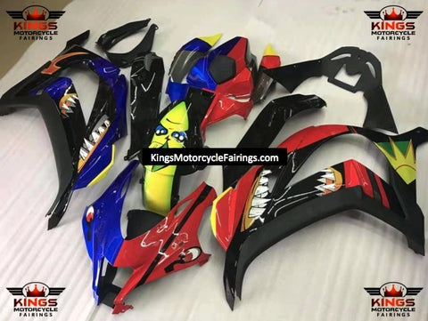Fairing Kit for a Kawasaki Ninja ZX10R (2016-2020) Black, Red, Blue & Yellow Creature