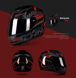The Black, Red and Gray Pulse HNJ Full-Face Motorcycle Helmet with Horns is brought to you by Kings Motorcycle Fairings