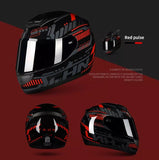 The Black, Red and Gray Pulse HNJ Full-Face Motorcycle Helmet with Horns & Braids is brought to you by Kings Motorcycle Fairings
