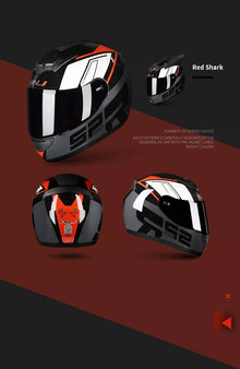 The Black, Red, Gray and White HNJ Full-Face Motorcycle Helmet is brought to you by Kings Motorcycle Fairings