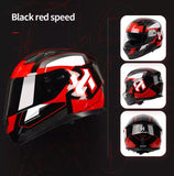 Black, Red and White Speed HNJ Full-Face Motorcycle Helmet is brought to you by KingsMotorcycleFairings.com