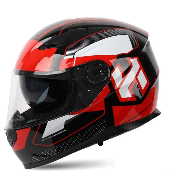 Black, Red and White Speed HNJ Full-Face Motorcycle Helmet is brought to you by KingsMotorcycleFairings.com