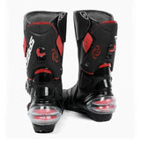 Black, Red & White Speed Leather Motorcycle Boots at KingsMotorcycleFairings.com