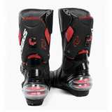 Black, Red & White Speed Leather Motorcycle Boots at KingsMotorcycleFairings.com