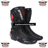 Red, Black & White Speed Leather Motorcycle Boots