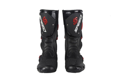Black, Red & White Speed Leather Motorcycle Boots at KingsMotorcycleFairings.com