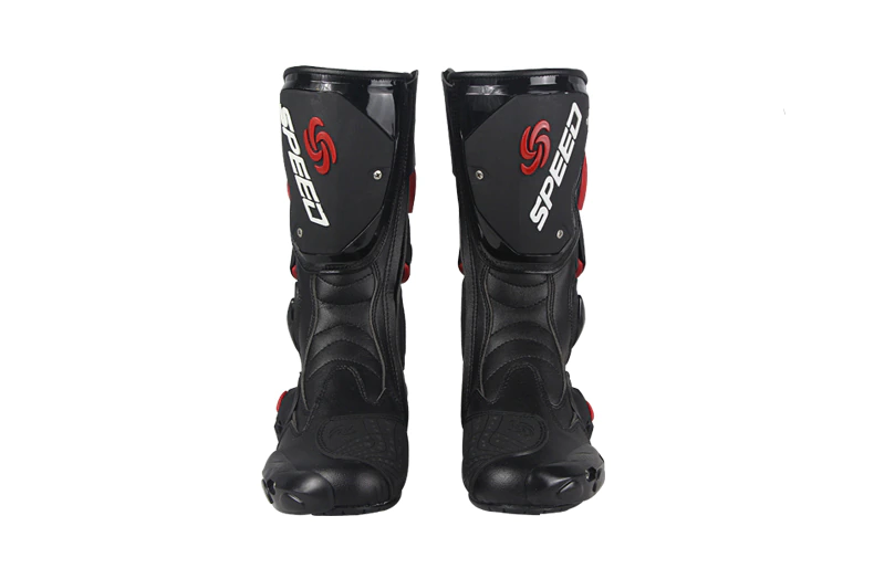 Black, Red & White Speed Leather Motorcycle Boots at KingsMotorcycleFairings.com
