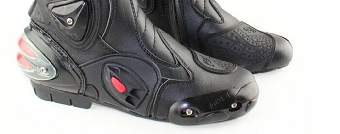 Black, Red & White Speed Leather Motorcycle Boots at KingsMotorcycleFairings.com