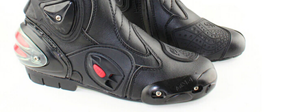 Black, Red & White Speed Leather Motorcycle Boots at KingsMotorcycleFairings.com