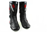 Black, Red & White Speed Leather Motorcycle Boots at KingsMotorcycleFairings.com