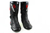 Black, Red & White Speed Leather Motorcycle Boots at KingsMotorcycleFairings.com