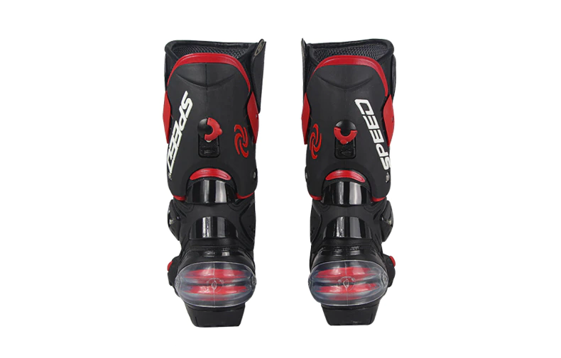 Black, Red & White Speed Leather Motorcycle Boots at KingsMotorcycleFairings.com