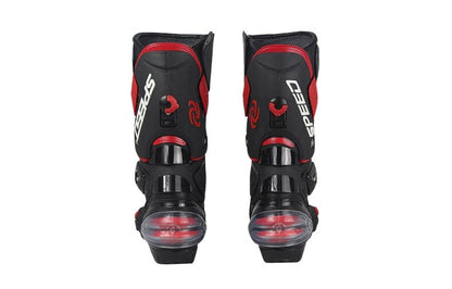 Black, Red & White Speed Leather Motorcycle Boots at KingsMotorcycleFairings.com