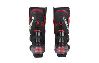 Black, Red & White Speed Leather Motorcycle Boots at KingsMotorcycleFairings.com