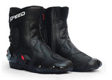 Black, Red & White Speed Leather Motorcycle Mid Boots at KingsMotorcycleFairings.com